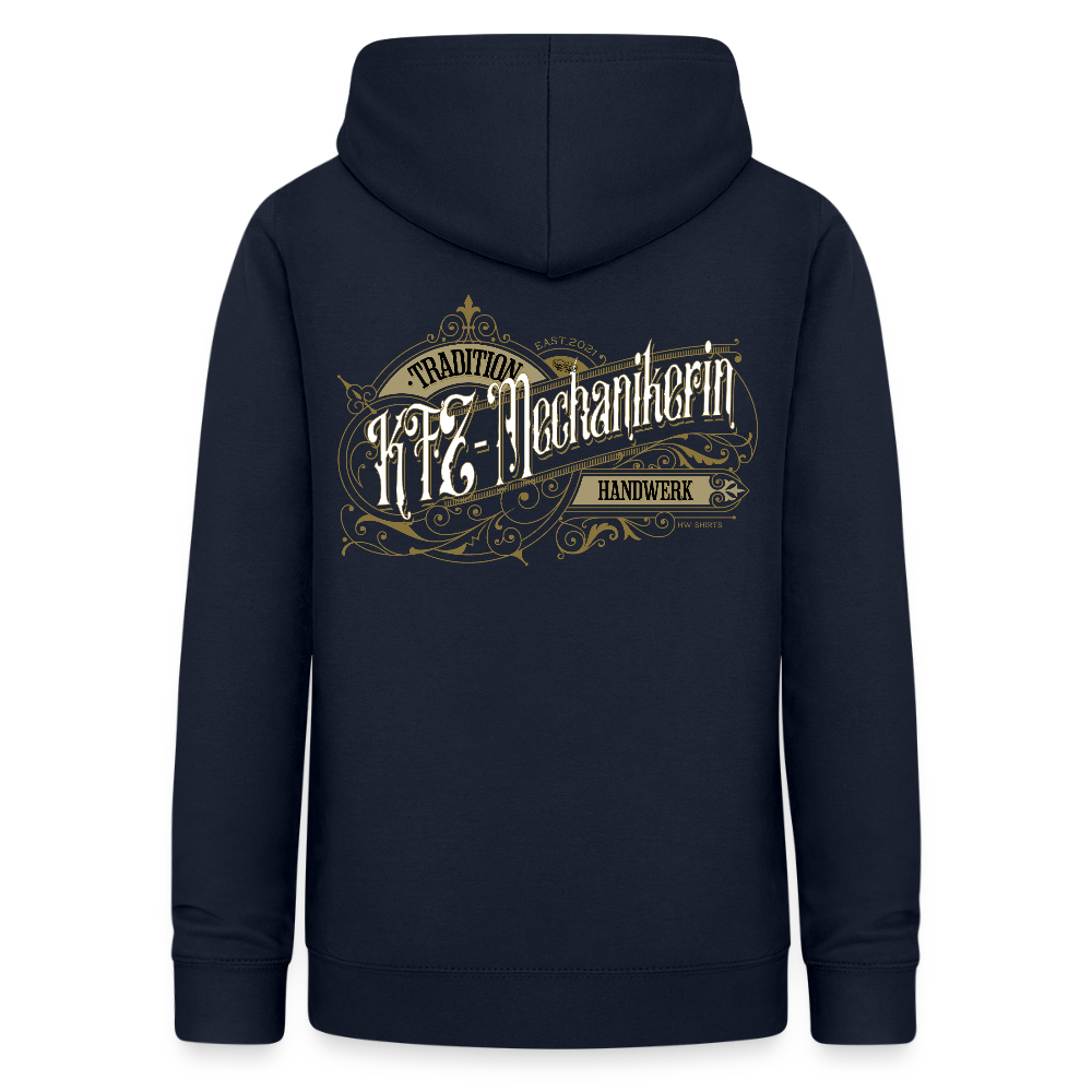 Frauen Hoodie "KFZ-Mechanikerin" Nostalgie Handwerk Navy Frauen Hoodie {{ color }}