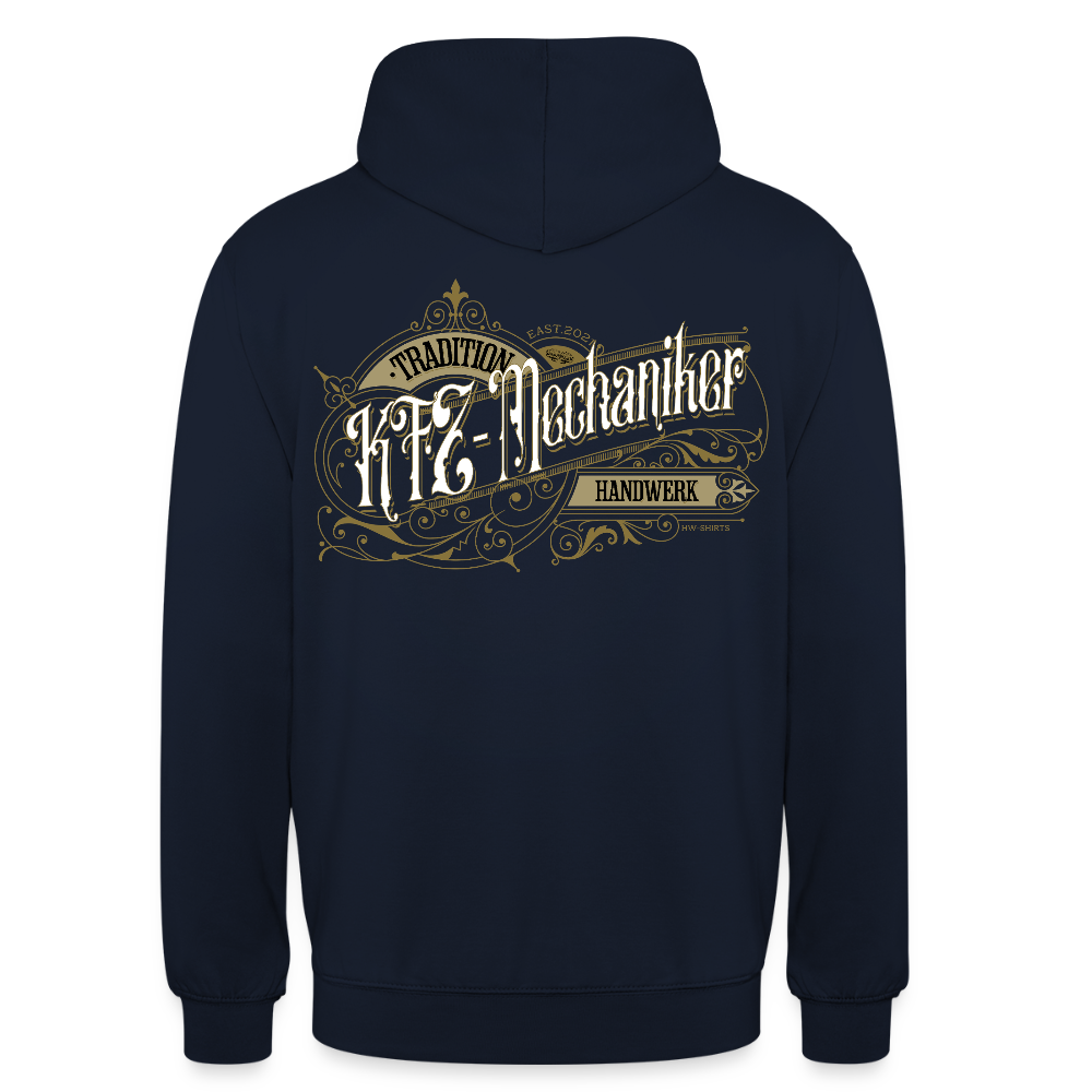 Unisex Hoodie "KFZ-Mechaniker" Nostalgie Handwerk Navy Unisex Hoodie {{ color }}