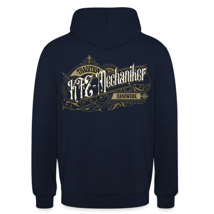 Unisex Hoodie "KFZ-Mechaniker" Nostalgie Handwerk Navy Unisex Hoodie {{ color }}
