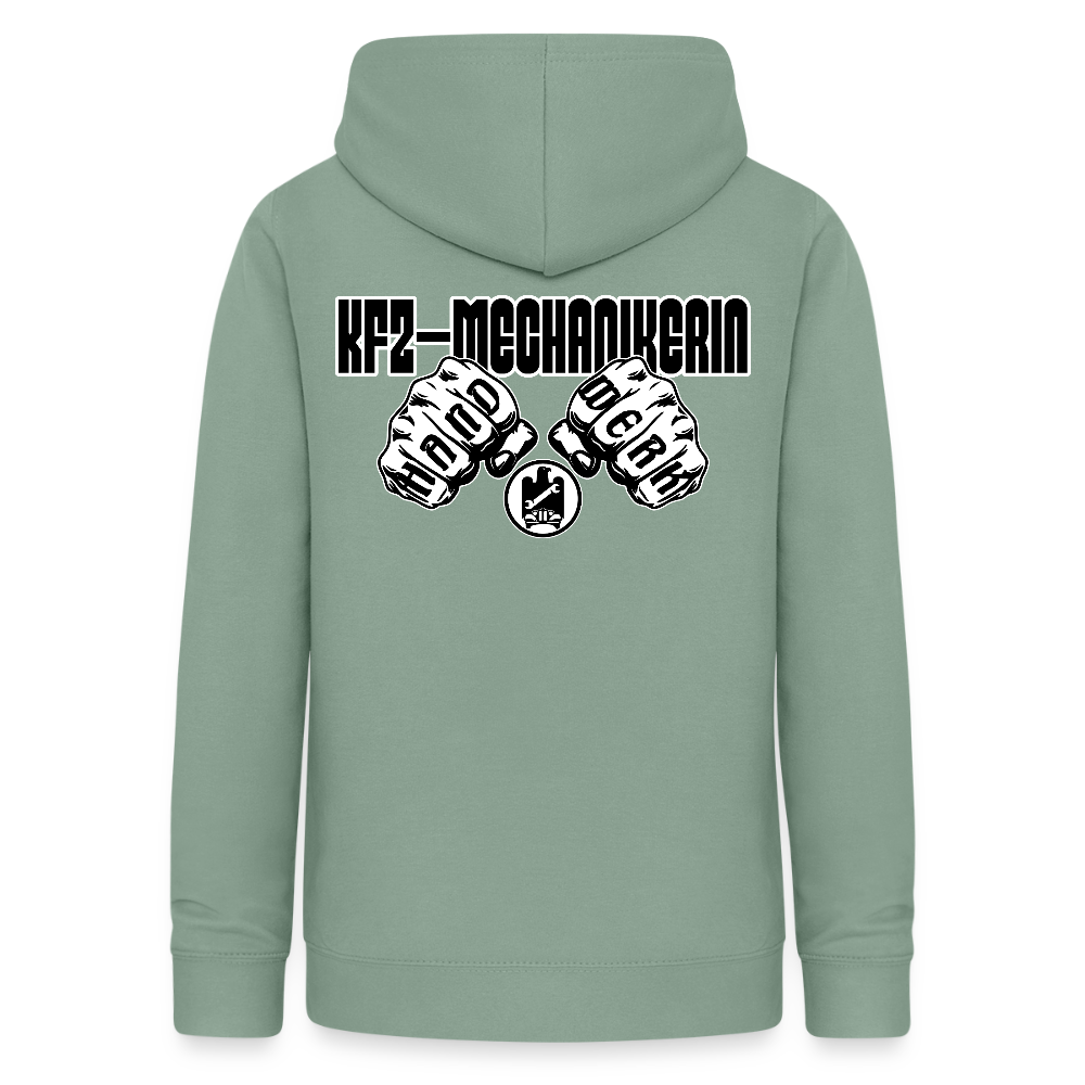 Frauen Hoodie "KFZ-Mechanikerin" (beidseitig beruckt) Graugrün Frauen Hoodie {{ color }}