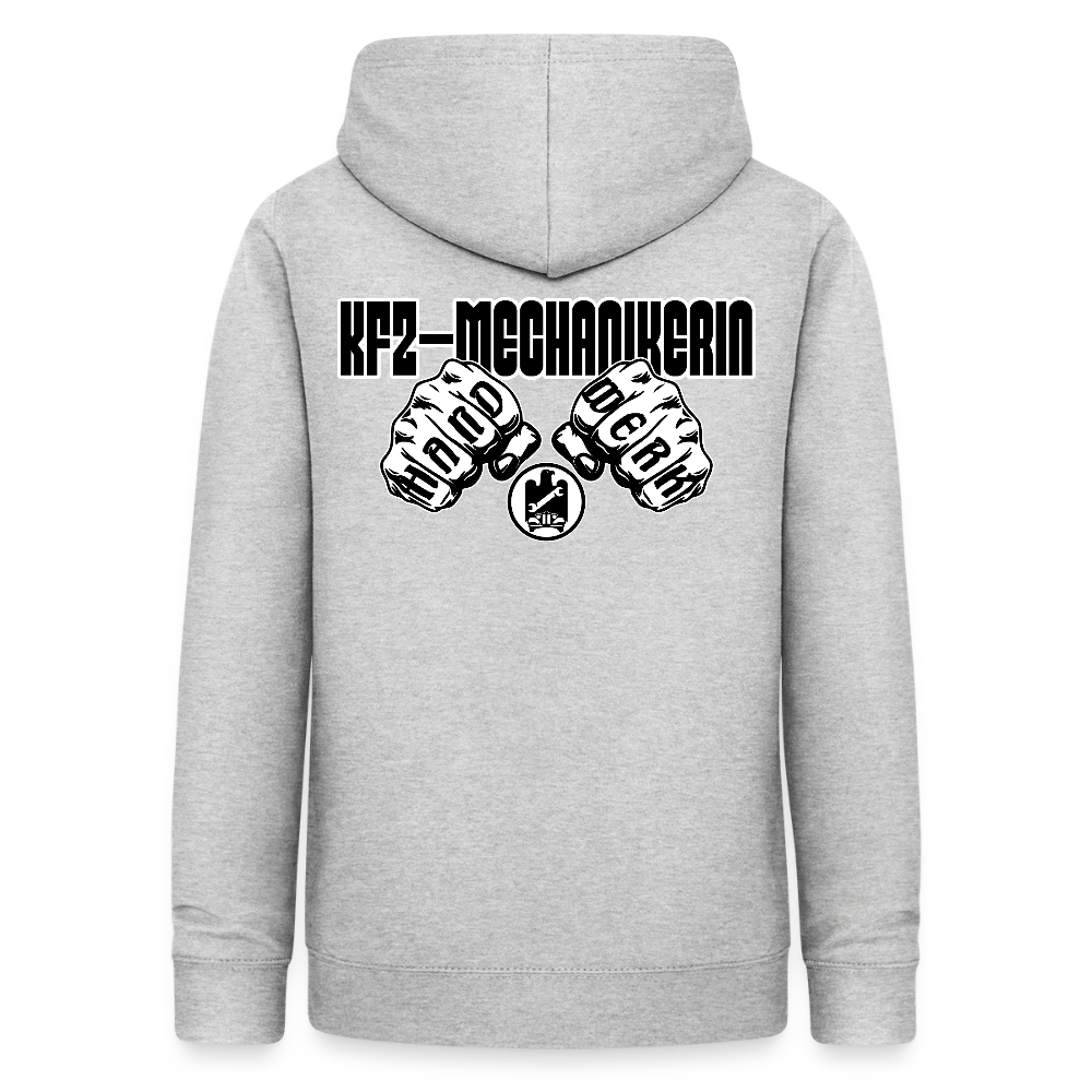 Frauen Hoodie "KFZ-Mechanikerin" (beidseitig beruckt) Hellgrau meliert Frauen Hoodie {{ color }}