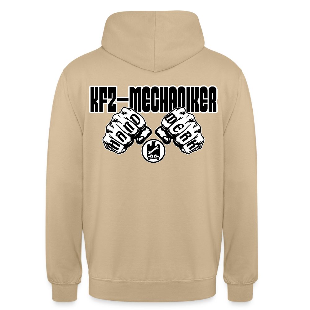 Unisex Hoodie "Mechaniker" (beidseitig bedruckt) Beige Unisex Hoodie {{ color }}