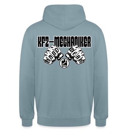 Unisex Hoodie "Mechaniker" (beidseitig bedruckt) Nebelblau Unisex Hoodie {{ color }}