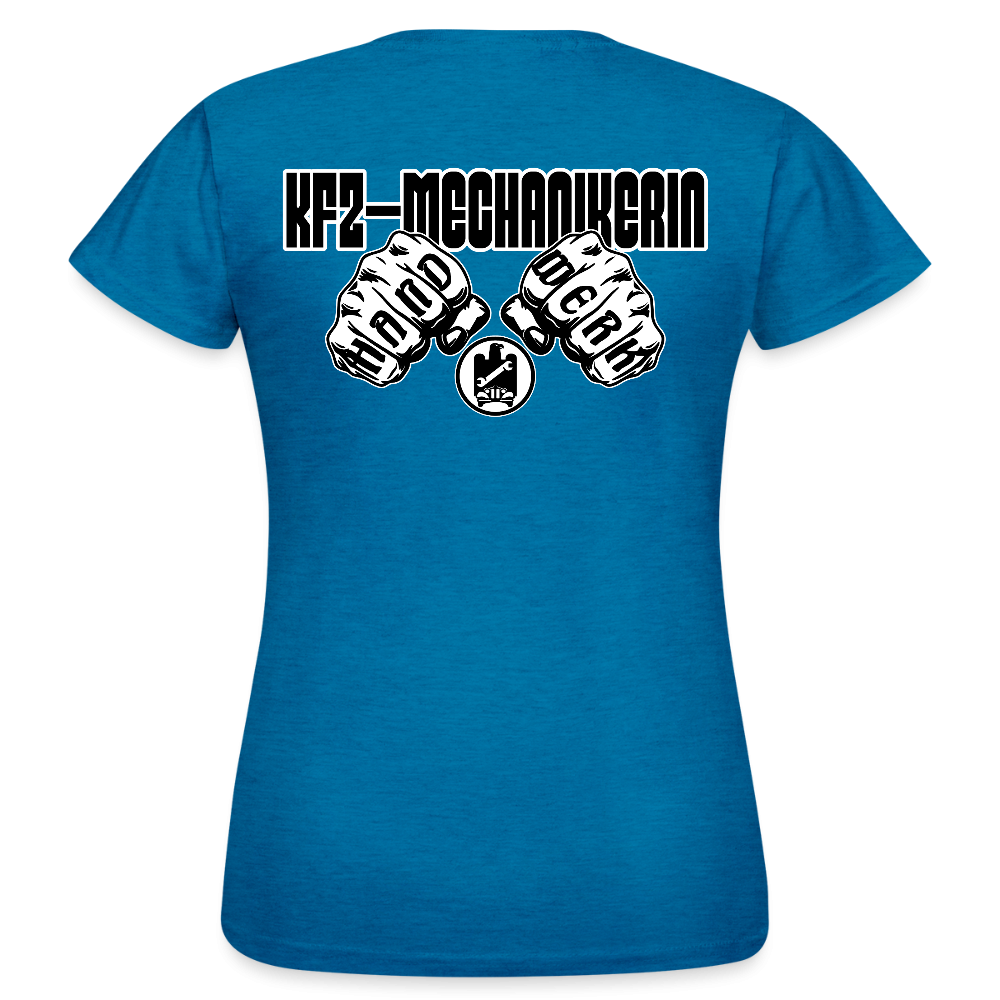 Frauen T-Shirt "KFZ-Mechanikerin" (beidseitig bedruckt) Antikblaues Saphir meliert Frauen T-Shirt {{ color }}