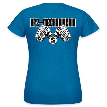 Frauen T-Shirt "KFZ-Mechanikerin" (beidseitig bedruckt) Antikblaues Saphir meliert Frauen T-Shirt {{ color }}