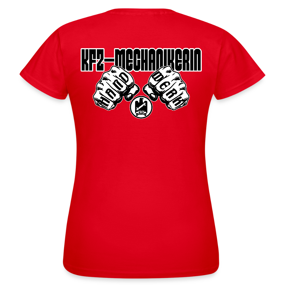 Frauen T-Shirt "KFZ-Mechanikerin" (beidseitig bedruckt) Rot Frauen T-Shirt {{ color }}