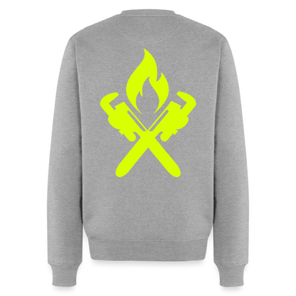 Unisex Premium Pullover "Heizungsbauer" neongelb Grau meliert Männer Premium Pullover {{ color }}