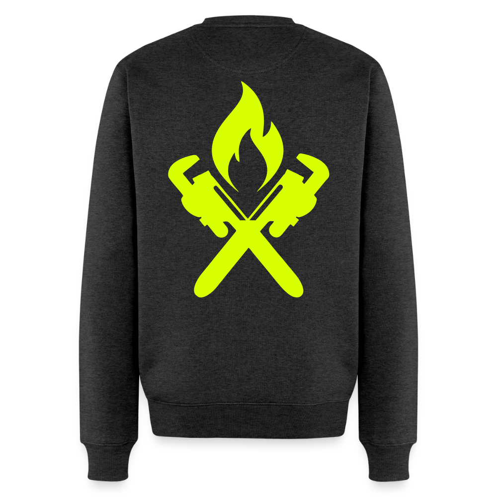 Unisex Premium Pullover "Heizungsbauer" neongelb Anthrazit meliert Männer Premium Pullover {{ color }}