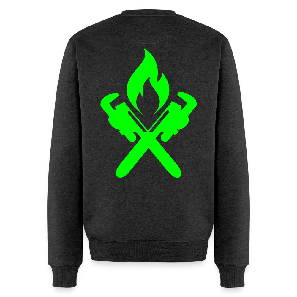 Unisex Premium Pullover "Heizungsbauer" neongrün Anthrazit meliert Männer Premium Pullover {{ color }}