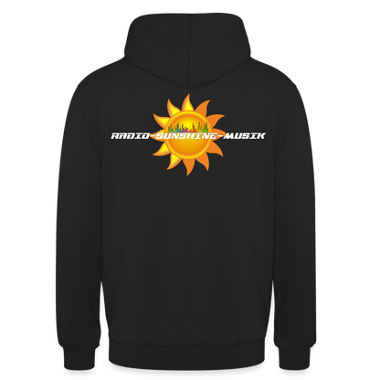Unisex Hoodie "Radio-Sunshine-Musik" (beidseitig bedruckt) Schwarz Unisex Hoodie {{ color }}