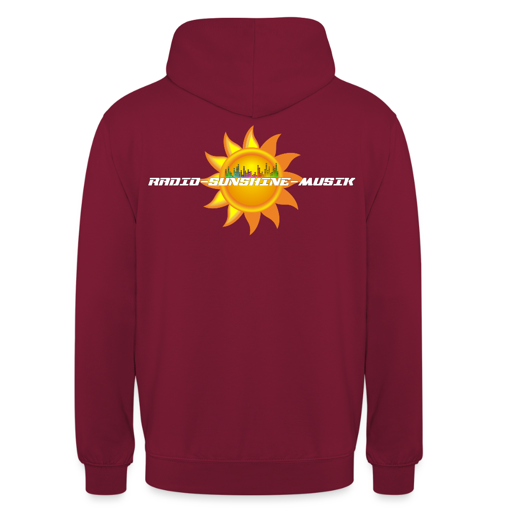 Unisex Hoodie "Radio-Sunshine-Musik" (beidseitig bedruckt) Bordeaux Unisex Hoodie {{ color }}