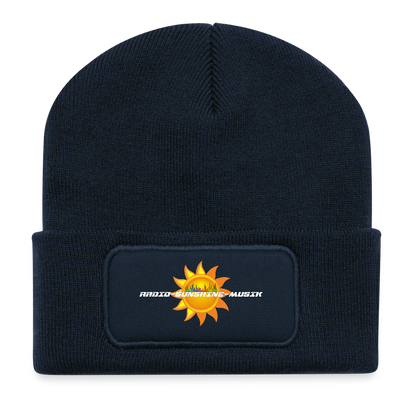 Wintermütze "Radio-Sunshine-Musik" French Navy One size Recycelte Patch Beanie {{ color }}