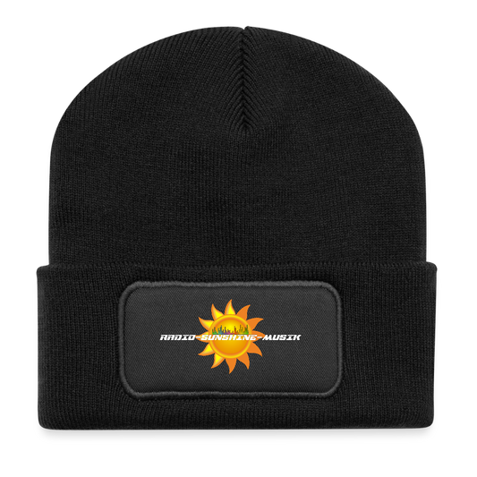 Wintermütze "Radio-Sunshine-Musik" Schwarz One size Recycelte Patch Beanie {{ color }}