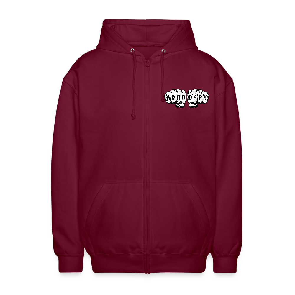 Premium Zip-Hoodie „Handwerk“ Bordeaux Unisex Kapuzenjacke {{ color }}
