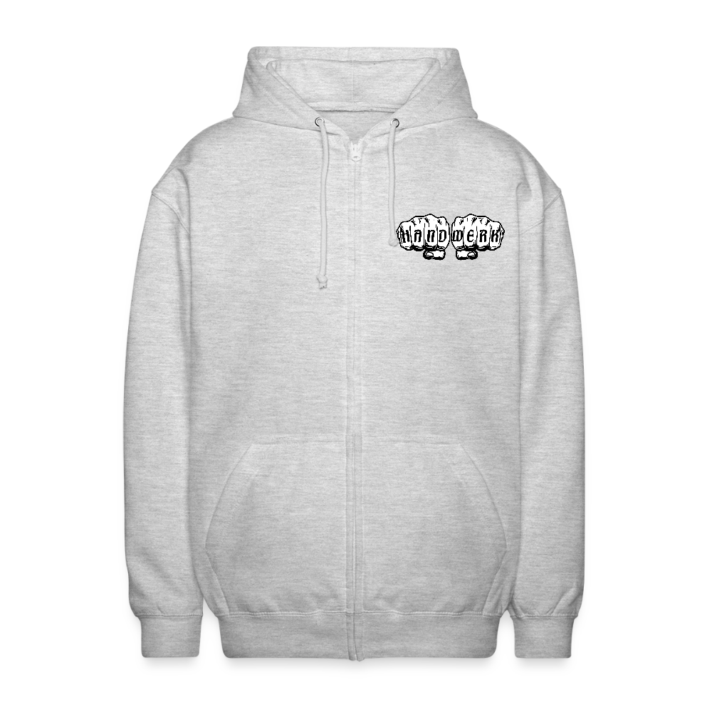Premium Zip-Hoodie „Handwerk“ Hellgrau meliert Unisex Kapuzenjacke {{ color }}