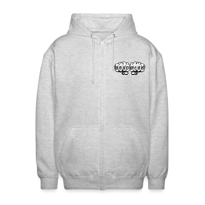 Premium Zip-Hoodie „Handwerk“ Hellgrau meliert Unisex Kapuzenjacke {{ color }}