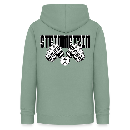 Frauen Hoodie "Steinmetzin" (beidseitig beruckt) Graugrün Frauen Hoodie {{ color }}