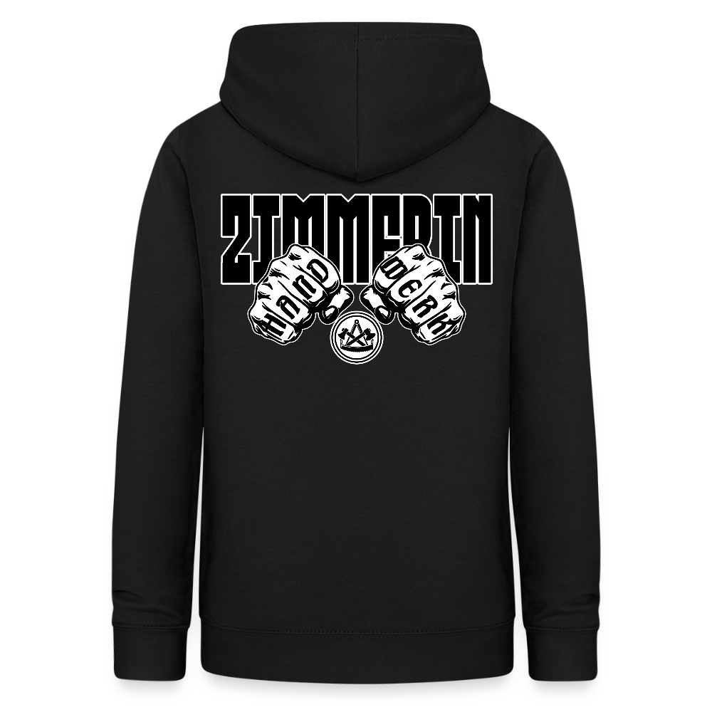 Frauen Hoodie "Zimmerin" (beidseitig beruckt) Schwarz Frauen Hoodie {{ color }}