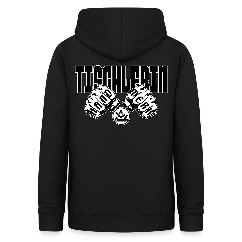Frauen Hoodie "Tischlerin" (beidseitig beruckt) Schwarz Frauen Hoodie {{ color }}