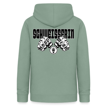 Frauen Hoodie "Schweisserin" (beidseitig beruckt) Graugrün Frauen Hoodie {{ color }}