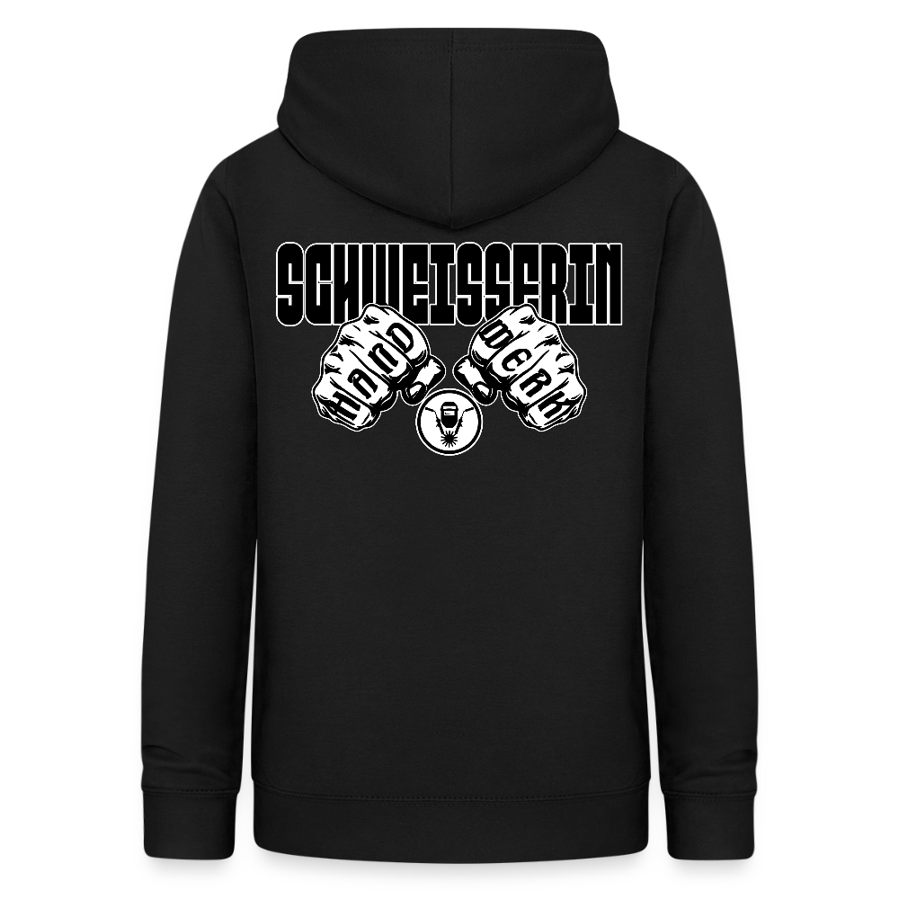 Frauen Hoodie "Schweisserin" (beidseitig beruckt) Schwarz Frauen Hoodie {{ color }}