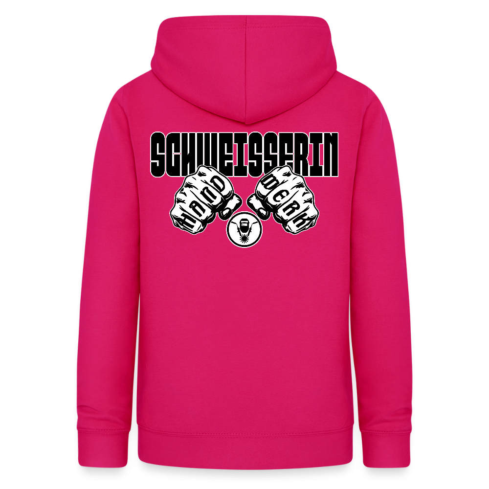 Frauen Hoodie "Schweisserin" (beidseitig beruckt) dunkles Pink Frauen Hoodie {{ color }}
