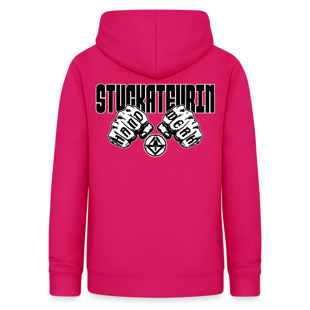 Frauen Hoodie "Stuckateurin" (beidseitig beruckt) dunkles Pink Frauen Hoodie {{ color }}