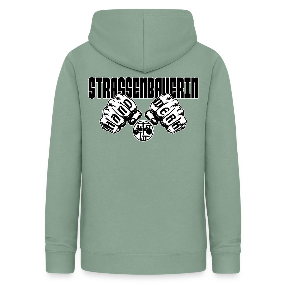Frauen Hoodie "Strassenbauerin" (beidseitig beruckt) Graugrün Frauen Hoodie {{ color }}