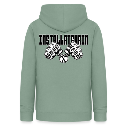 Frauen Hoodie "Installateurin" (beidseitig beruckt) Graugrün Frauen Hoodie {{ color }}