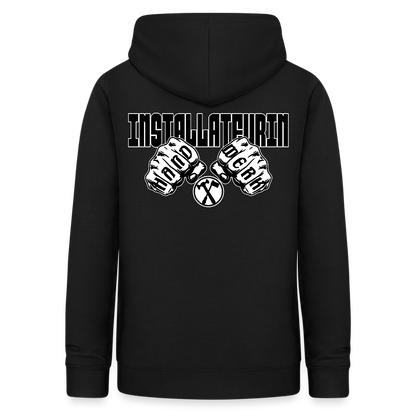 Frauen Hoodie "Installateurin" (beidseitig beruckt) Schwarz Frauen Hoodie {{ color }}