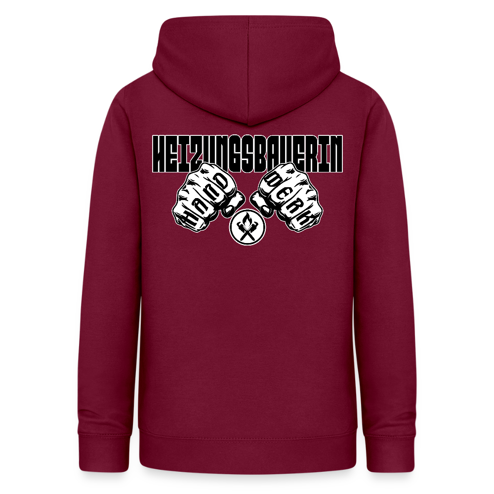 Frauen Hoodie "Heizungsbauerin" (beidseitig beruckt) Bordeaux Frauen Hoodie {{ color }}