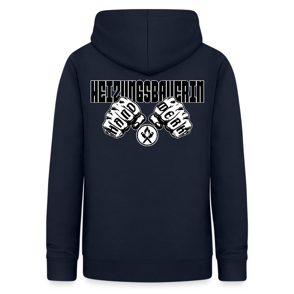 Frauen Hoodie "Heizungsbauerin" (beidseitig beruckt) Navy Frauen Hoodie {{ color }}