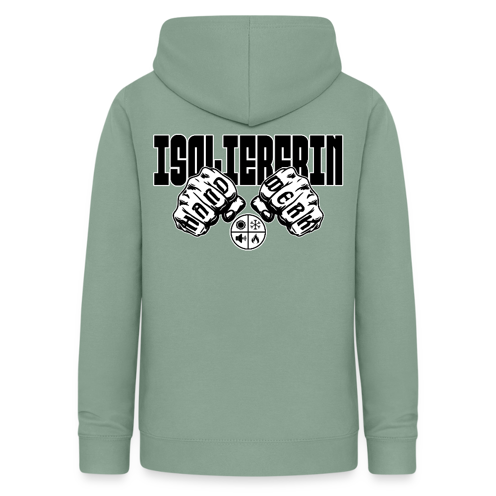 Frauen Hoodie "Isoliererin" (beidseitig beruckt) Graugrün Frauen Hoodie {{ color }}