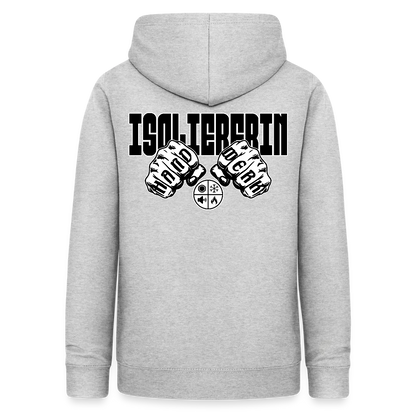 Frauen Hoodie "Isoliererin" (beidseitig beruckt) Hellgrau meliert Frauen Hoodie {{ color }}