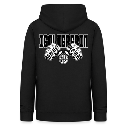 Frauen Hoodie "Isoliererin" (beidseitig beruckt) Schwarz Frauen Hoodie {{ color }}