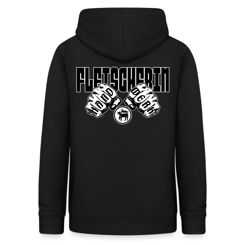 Frauen Hoodie "Fleischerin" (beidseitig beruckt) Schwarz Frauen Hoodie {{ color }}