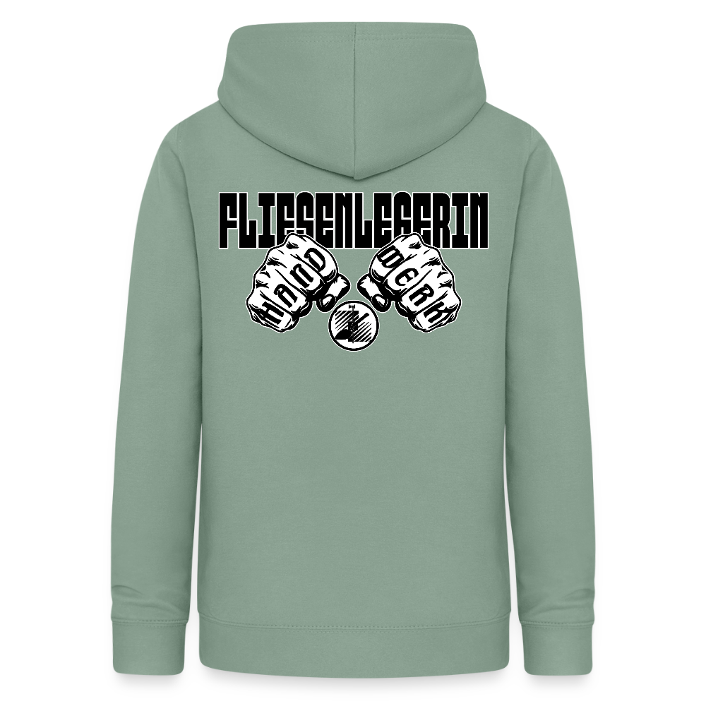 Frauen Hoodie "Fliesenlegerin" (beidseitig beruckt) Graugrün Frauen Hoodie {{ color }}
