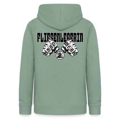 Frauen Hoodie "Fliesenlegerin" (beidseitig beruckt) Graugrün Frauen Hoodie {{ color }}