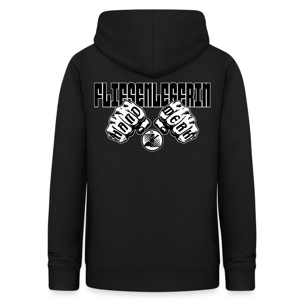 Frauen Hoodie "Fliesenlegerin" (beidseitig beruckt) Schwarz Frauen Hoodie {{ color }}