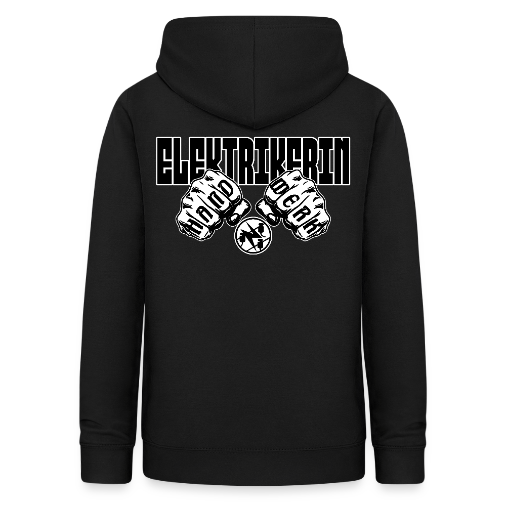 Frauen Hoodie "Elektrikerin" (beidseitig beruckt) Schwarz Frauen Hoodie {{ color }}
