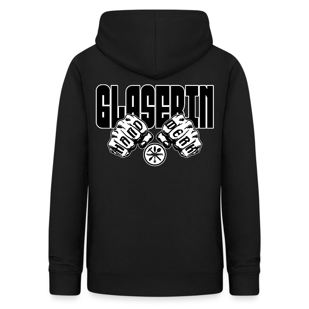 Frauen Hoodie "Glaserin" (beidseitig beruckt) Schwarz Frauen Hoodie {{ color }}