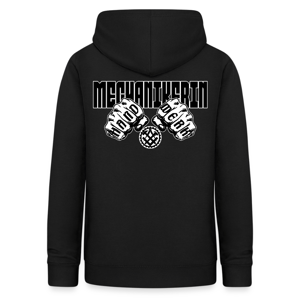 Frauen Hoodie "Mechanikerin" (beidseitig beruckt) Schwarz Frauen Hoodie {{ color }}
