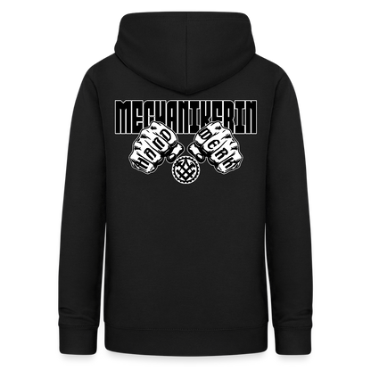 Frauen Hoodie "Mechanikerin" (beidseitig beruckt) Schwarz Frauen Hoodie {{ color }}