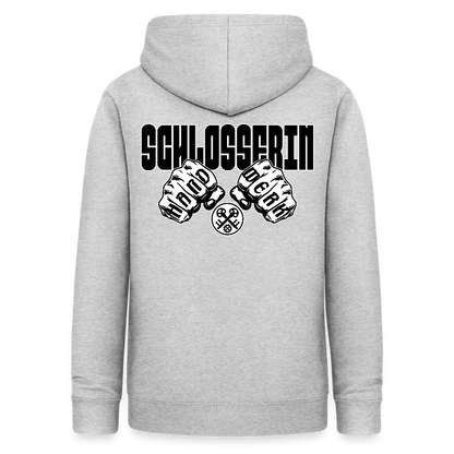 Frauen Hoodie "Schlosserin" (beidseitig beruckt) Hellgrau meliert Frauen Hoodie {{ color }}