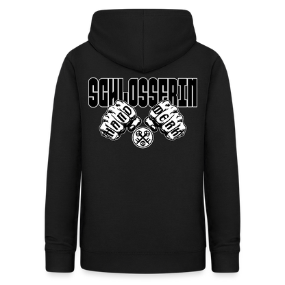 Frauen Hoodie "Schlosserin" (beidseitig beruckt) Schwarz Frauen Hoodie {{ color }}