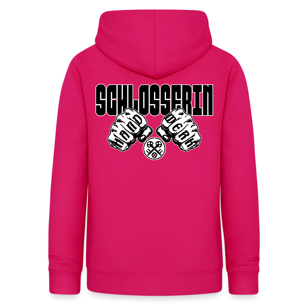 Frauen Hoodie "Schlosserin" (beidseitig beruckt) dunkles Pink Frauen Hoodie {{ color }}