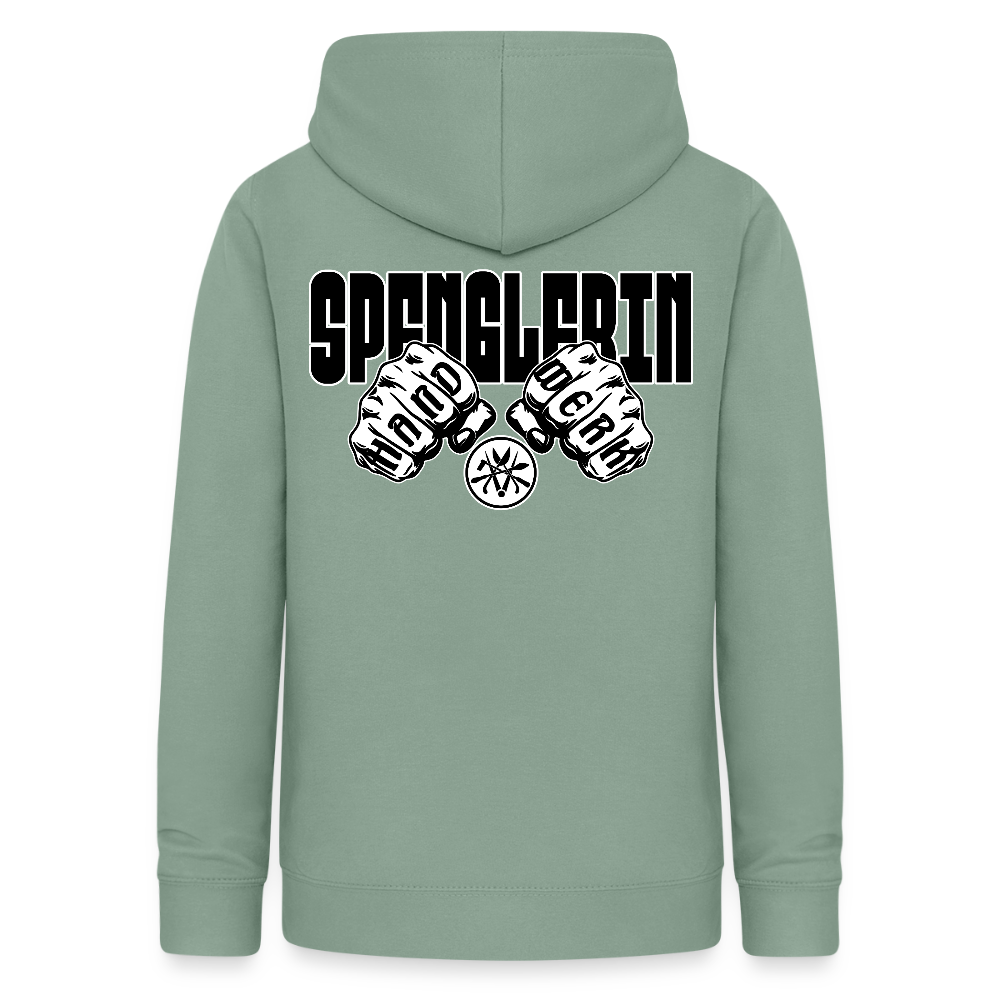 Frauen Hoodie "Spenglerin" (beidseitig beruckt) Graugrün Frauen Hoodie {{ color }}