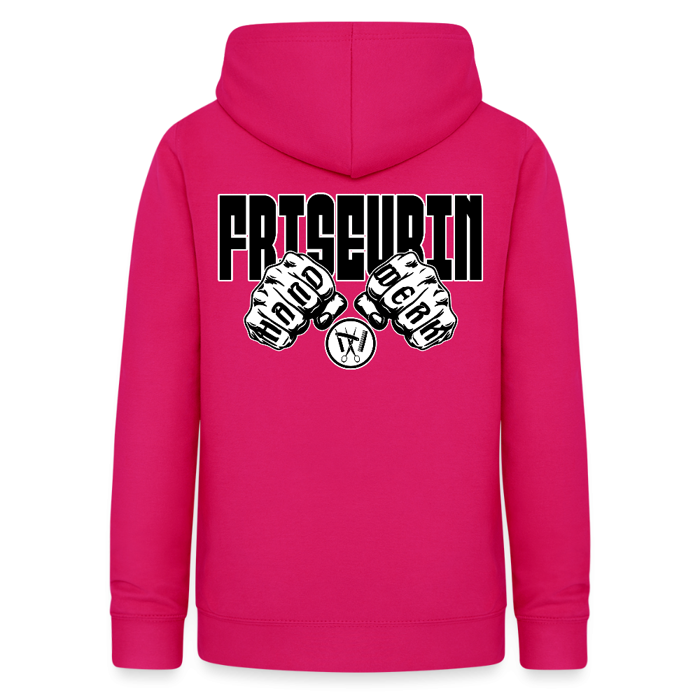 Frauen Hoodie "Friseurin" (beidseitig beruckt) dunkles Pink Frauen Hoodie {{ color }}