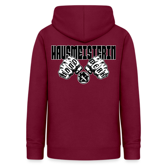 Frauen Hoodie "Hausmeisterin" (beidseitig beruckt) Bordeaux Frauen Hoodie {{ color }}