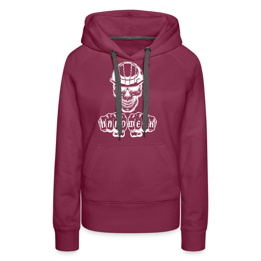 Frauen Premium Hoodie "Skull-Helm-Handwerk" Bordeaux Frauen Premium Hoodie {{ color }}